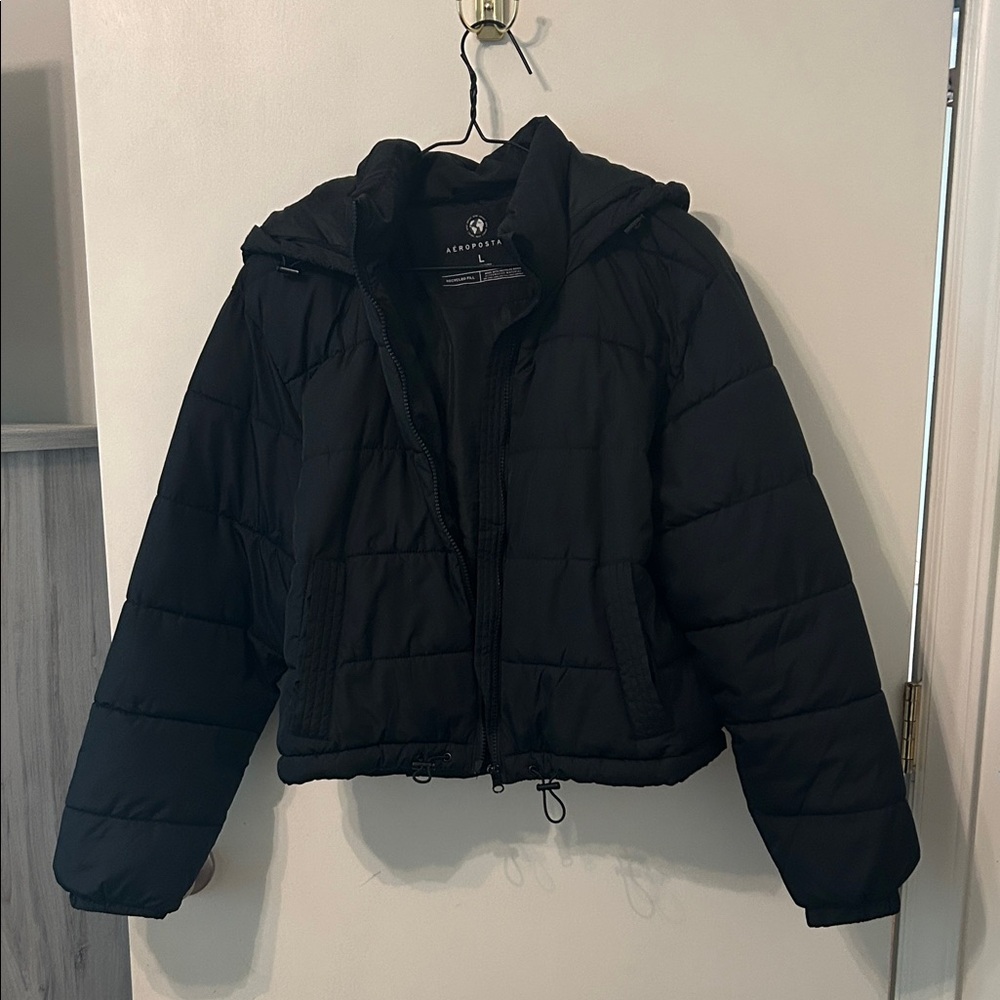 Aeropostale Black Crop Puffer Jacket